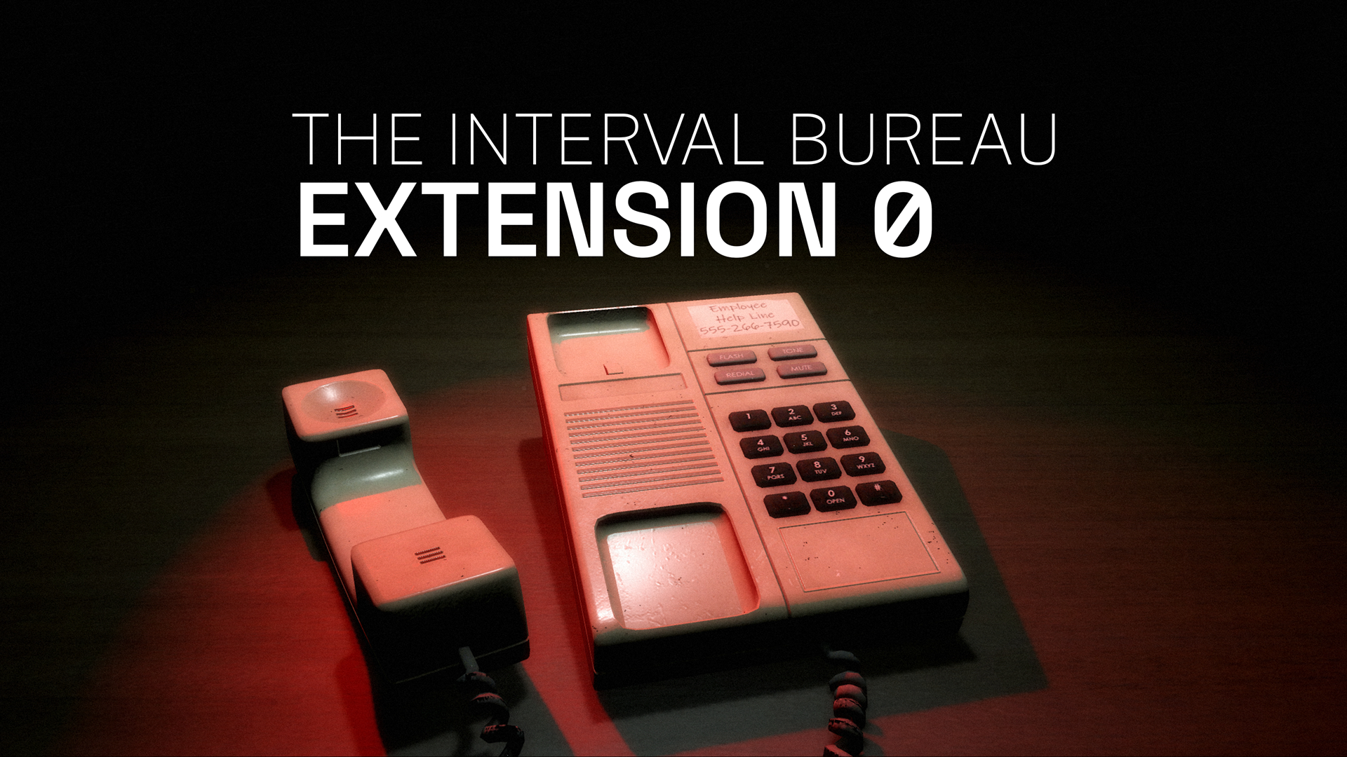 The Interval Bureau: Extension 0 title art with a red-lit office telephone